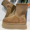 Austrália Designer Botas de Neve Mulheres Plataforma de Inverno Elástica Bota Curta Pele Bottes Tornozelo Sapatos de Lã Pele de Carneiro Couro Real Clássico Tasman Casual Fora