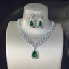 Ketting Oorbellen Set Waterdruppel Zirkoon Earnail Bruid Alle diamanten sieraden Avondjurk Banket