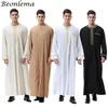 Beonlema-caftán árabe Abaya musulmán para hombre, caftán de Dubái de manga larga para adultos, Jubba Thobe, Pakistán, ropa de oración, cuello redondo, 2350
