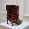 Chanellies Ankle pointues talons chandal chanélity orteil toetto bottes en cuir en cuir à coeur de luxe de luxe de luxe de chaussures occidentales 35-40