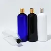 Butelki do przechowywania 15pcs 500 ml pusta plastikowa butelka szamponu ze złotą srebrną krążką górną czapkę 17 unz Pet Cody Wash prysznicowe opakowanie kosmetyczne