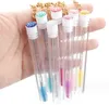 10 stuks buis wimperborstel met gouden sleutelhanger glitter mascara toverstaf voor wimperverlenging clear micro kam container make-up tool