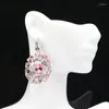 Dangle Oorbellen 50x29mm Prachtige Roze Morganite Paarse Spinel Rijke Blauwe Violette Tanzaniet Voor Meisjes Cadeau Zilver