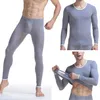 Winter Long Johns Men Thermal Underwear Sets Ice Silk Breathable Keep Warm Tight Thin Undershirt Pants Long Johns Set2668