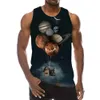 Erkek Tank Tops Galaxy Toplar Erkekler İçin 3D Baskı Salonu Kolsuz Uzay Desen Grafik Tees Erkek Plaj Yeleği 230915