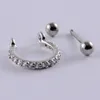 Brincos traseiros 1 peça de barra de aço com argola CZ, orelha tragus, cartilagem, punho, rook, mulher, joia de piercing de lóbulo