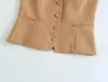 Gilets pour femmes Femmes Costume Vintage Halter Gilet Sexy Col En V Bouton Hauts Élégant Dos Nu Dame Femelle Taille Haute Pantalon Fendu