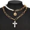 Pendant Necklaces Vintage Gold Color Multilayered Coin Chain Necklace For Women Men Punk Chunky Party Trendy Jewelry