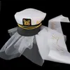 Headpieces Creative Captain Hat With Bride Shoulder Strap Wedding Po Costume Props Summer Outdoor Women Navy Style Capsheadpieces3078