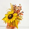 Decorative Flowers Artificial Sunflower Pumpkin Thanksgiving Fall Halloween Autumn Desktop Dinning Table Party Home Room