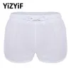 Slip da bagno da uomo Morbidi costumi da bagno trasparenti da uomo Costume da bagno sexy da spiaggia Boxer da bagno Costume da bagno con coulisse Mutandine leggere1304s