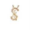 Luxury Women Designer Brand Letter Brooches 18K Gold Plated Inlay Crystal Rhinestone Jewelry Flower Brooch Pin Men Marry Wedding P286M