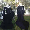 Flare długie rękawy vintage liniowe sukienki ślubne Białe czarne koronki Victoria gotycka sukienki ślubne