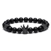 Black Skull Strands men Titanium Steel Bracelet 8mm Natural Onyx Stone Beads Charm Jewelry Fashion Gift Valentine's Day Holid205d