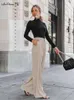 Women's Pants Classy Pleated Wide Legs Women Causal High Waist Floor-Length Trousers Autumn Winter 2023 Ladies Office