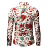 Hawaiian Shirt for Male Flower pattern Slim fit New Red Pink Men's Casual Floral Shirt Stay Long sleeve Blouse Men226j