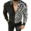 Chemises habillées pour hommes Hommes Stripe Spot imprimé à manches longues Chemise boutonnée Party T Up Casual Mode Slim Fit Revers