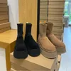 Austrália Designer Botas de Neve Mulheres Plataforma de Inverno Elástica Bota Curta Pele Bottes Tornozelo Sapatos de Lã Pele de Carneiro Couro Real Clássico Tasman Casual Fora