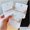 Hårtillbehör klipp Barrettes Sydkorea Dongdaemun Pearl Love Hairpin Girl Side Liu Seaside Clip Simple Metal Duckbill With Gem D DHY41