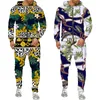 Męskie dresy modowe luksusowe serie łańcucha 3D Drukuj Zipper Spodnie z kapturem dwuczęściowy zestaw Hip Hop Streetwear Tracksuit Menwomen Suit 230918
