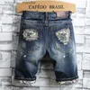 Men's Jeans 2020 Men Jeans Shorts Blue Colors Patch Printed Washed Pants Fashion Designer Short Ripped For Men L2309119