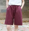 Kvinnors shorts 2023 Kvinnor Elastic Harajuku Cotton Linne Summer Casual Solid High midja Loose For Girls Soft Cool Kvinna