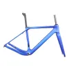 Full kolfiber T1000 DISC GREGE BIKE FRAME GR048 T47 Tråd Bottom Bracket Metallic Blue Paint