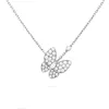 Luxury necklace Designer Jewelry Two butterfly Pendant Necklaces for rose gold diamond Red White stainless steel CHG23091820-6 skystrick