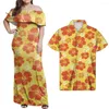 Abiti casual Hycool Bodycon Dress Shirt Set Hawaii Flower Print Multi Color Party per le donne Elegante spalla lunga con spalle scoperte 2023