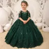 Robes de fille élégance en dentelle en tulle vert