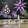 Mooie hangende grote opblaasbare sterballon plafond hangende ornamenten met ventilator en LED-licht voor feestdecoratie