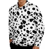 Polo da uomo T-shirt casual dalmata Maschili neri Stampa Polo a maniche lunghe Colletto rovesciato Divertente camicia grafica autunnale Taglie forti