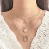 Anhänger Halsketten Trend Elegante Schmuck Kristall Hohl Wasser Tropfen Form Halskette Gold Farbe Frauen Mode Herz Großhandel