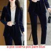 Women's Two Piece Pants IZICFLY High Quality Velvet Woman Suits With Pant Set Ladies Business Blazer And Trouser OL Styles Work Wear