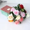 Decoratieve bloemen 2 hoofden 35 cm kunstbloem fluwelen rozen DIY thuis bruiloft decoratie nep Pography rekwisieten