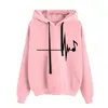 Kvinnors hoodies damer besättning hals långärmad tryck huvtröja mode Välse Lätt kvinnors zip upp klänning kvinnor