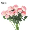 Kwiaty dekoracyjne 10pcs tkanina realilista sztuczna do sali konferencyjnej - odśwież swoją przestrzeń z pięknymi różami nie martw się
