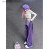 Women's Jumpsuits Rompers Big Yards purple denim overalls women fat younger sister autumn American restore L230918