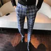 Cały garnitur spodnie ślubne spodnie dressowe spodnie kraciaste biznes swobodny sportowy pantalon a Carreau Mens Classic Check221p