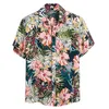 Camicia casual a maniche corte Camicia da uomo con stampa hawaiana Baggy Beach Button Retro Colletto rovesciato Camicetta maschile Top Camisa mascul2497