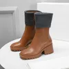 Demi-bottes de pluie en laine pour femme, marque de luxe, tissu volant, talon haut de 7CM, automne hiver, extérieur, Betty PVC, taille 35-41