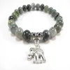 SN1120 Bracelet Mala éléphant sacré guérison Mala Yoga bijoux mousse Agate Zen Bracelet perlé cadeau de noël 193G