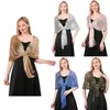 Blouses Femmes Or Argent Soie Châle Chemises Pour Femmes Foulard Plat Mariée Demoiselle D'honneur Balle Longue Gland Soirée Robe De Mariée Casual