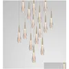 Pendantlampor Designer LED Water Drop Light Minimalist Scandinavian Loft Crystal Hanging Lamp Creative Restaurant Leverans Lights Ligh Dhsee