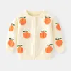 Jersey Niños Suéter Cardigan para niñas Niño Algodón Fruta Stereosco Patrón Niño Punto Abrigo Ropa O Cuello Manga larga Cálido Otoño Invierno 230918