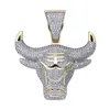 Topgrillz Bull Demon King Gold Silver Chain Iced Out CZ Pendant Halsband Män med tenniskedja Hip Hop Punk Fashion Jewelry269f