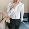 남성용 캐주얼 셔츠 높은 탄력성 탄성 남성 긴 소매 최고 품질의 슬림 럭셔리 셔츠 소셜 공식 드레스