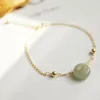 Link Bracelets Round Hetian Jade Bracelet Temperament Pulling Design Sense Light Luxury Retro Female 2023