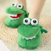 Hausschuhe Fuzzy Mouth Open Alligator Slipper Indoor Mädchen Furry Slides Rutschfeste Bühne Cosplay Schuhe 2022 Ins Hot Short Plüsch Slipper House x0916