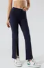 Actieve broek Mode Casual Sport Stretch Spleet Uitlopende Bell-bottoms Legging Zachte Suotf Wijde Pijpen Yoga Dames